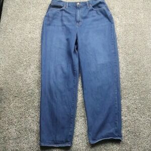 Madewell Jeans Womens 32 Blue Denim Baggy Straight High Rise‎ wide leg